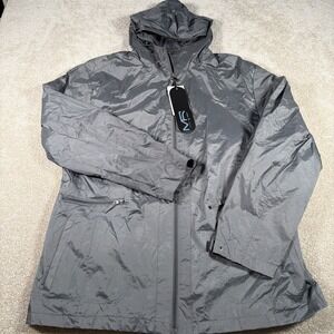 Mack Russo Mens Windreaker Hooded Rain Jacket 2XL Gray Polyester NEW